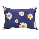 VeraBliss Silk Pillowcase for Hair and Skin ─ Only 100% Pure Mulberry Silk Pillow Case 1 Pack - Non Satin - Floral Patterned Skin Soft Cooling Covers -Standard Size 50 x 75cm (Blue Daisy)