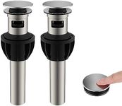 Hibbent 2 Pack Metal Bathroom Sink Drain with Overflow, Pop Up Drain with Detachable Stopper, Stainless Steel Vessel Lavatory Vanity Faucet Sink Drain Stopper, Anti-Clogging Drain Strainer, Chrome