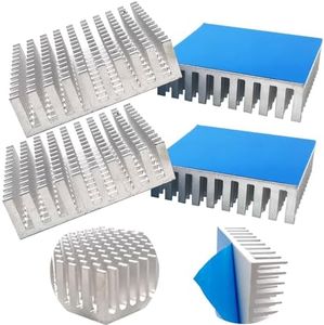 CTRICALVER Dissipatore di calore (d'argento), Raffreddamento Alluminio Dissipatore per host computer stampanti 3D, Con nastro adesivo termico conduttivo, 4 Pcs, 40mm x 40mm x11mm