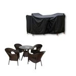 KHOOBREZ Indoor Outdoor Table Cover, 4 -Chair 1-Middle Patio Dust Waterproof Covers Garden Furniture Balcony | Living Room Table Set Cover (Black)