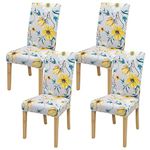 OKYUK Chair Covers, Dining Chair Covers Set of 2/4/6,Elastic Chair Protector Stretch Removable Washable Seat Covers for Dining Room Wedding Banquet Party Decoration (4, Flowering bush)