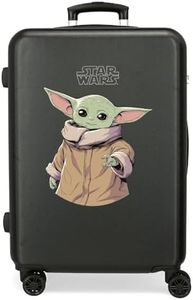 Star wars Grogu Maleta Mediana Negro 48x70x26 cms Rígida ABS Cierre TSA Integrado 81L 3,98 kgs 4 Ruedas Dobles