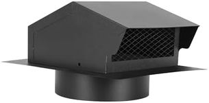 LTSEAME 6 Inch Roof Vent Cap Removable Roof Vent for Houses,Roof Dryer Vent for Bathroom,Galvanized Steel 6 Inch Exhaust Vent for Ventilation System with Damper, Black (6 in)