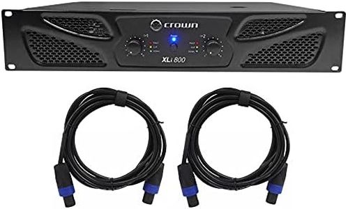 Crown Pro XLi800 600w 2 Channel DJ/PA Power Amplifier Professional Amp XLI 800 Bundle with (2) RockvilIe RCSS1610 10' 16 AWG Speakon to Speakon Speakers Cable 100% Copper