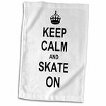 3D Rose Keep Calm Carry Funny Skateboarding Ice Skater Or Roller Skating Gifts Towel, 15" x 22"