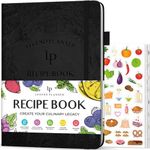 Legend Recipe Book – Blank Family Cookbook to Write In Your Own Recipes – Empty Cooking Journal – Personalized Cooking Notebook, Hardcover, Large 7”x10” Format, 58 Recipes Total (Black)