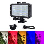 Suptig Video Lighting Dive Light Underwater Lights 72 Led Lights Compatible for Gopro Canon Nikon Pentax Panasonic Sony Samsung SLR Cameras 5 Kinds of Illuminating Colors Waterproof 147ft(45m) Black