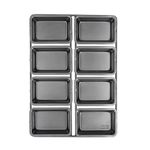 Chicago Metallic Non-Stick Professional Mini Cake Pans, Small Individual Loaf Bun Cupcake Tins, Dishwasher Safe - 8 cups (9 x 3 cm), Grey