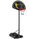 Goplus Portable Basketball Hoop Outdoor Indoor, 4.25-10FT 12-Level Adjustable Basketball Goal w/ 44’’ Shatterproof Backboard, Fillable Base, Basketball Stand System for Kids Teens Youth Adults