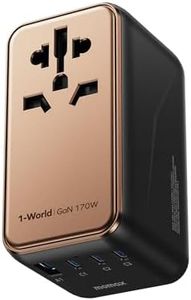 MOMAX Universal Travel Adapter, 170W GaN International Power Adapter, 2 USB-C 2 USB-A, Worldwide Travel Plug Adapter, International Power Adapter for Most Europe, USA, Japan, Australia (Type C/A/G/I)