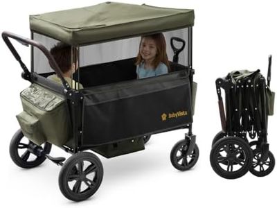 BabyVista Stroller Wagon for Kids, One-Hand Adjustable Push/Pull Handle, Spacious Storage, 8"/12" All-Terrain Wheels, Canopy with Bug Net, Wagon Stroller for Daily Walks, Short Trips & Grocery Runs
