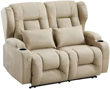 SAMERY 54.2" RV Loveseat Recliner Sofa, Manual Recliner Loveseat RV Sofa Home Theater Seating with Arm, Cup Holders and Side Pocket for Living Room/Office/Apartment