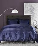 DREFEEL Bedding-Hotel Quality Silk Like Duvet Cover Set with Hidden Zipper Ties 3 Pcs (1 Duvet Cover, 2 Pillowcases) Silky Smooth Soft Durable Fade Stain Sistant (King, Royal Blue)