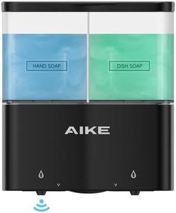 AIKE Distributeur de Savon Automatique Mural, 2 x 320 ML Distributeur de Gel Douche Mural, Distributeur de Liquide Vaisselle pour Cuisine, sans Perçage, Adapté aux Cuisines et salles de Bains