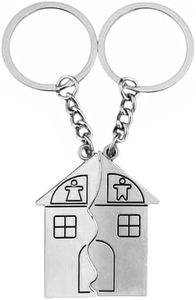 Voarge Llaveros Personalizados, forma de casa puzzle, amor, llavero de acero inoxidable, parejas, llavero, familia, 2 Unids Llaveros Set de la Decoración para Hombres y Mujeres
