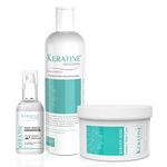 Keratine Professional Combo Kit - Keratin Shampoo, Hair Mask and Serum (120 Ml) Kit | Repair Shampoo, Repair Hair Mask and Professional Smooth Shine Serum Set for Thin Fine Hair | Pro Treatments for Dry, Damaged & Color Treated Hair