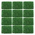 ybaymy 12Pcs Artificial Grass 24" X 16" Hedge Boxwood Panels Grass Wall Panels Privacy Greenery Fence Wall UV Protected Privacy Hedge Screen Fence for Outdoor, Indoor, Garden, Backyard, Wedding