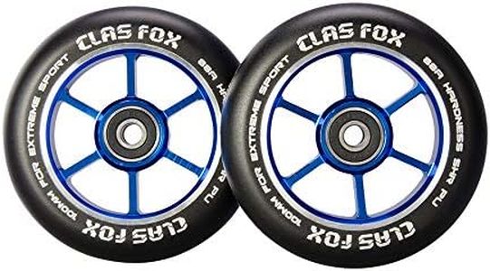 CLAS FOX 100mm One Pair Pro Stunt Scooter Wheels with ABEC-9 Bearings CNC Metal Core Graviti (2pcs) (Black PU Blue Core)