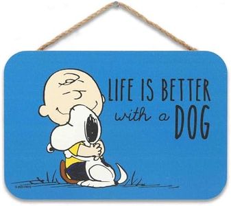 Peanuts Charlie Brown and Snoopy Life Is Better With a Dog Hanging Wood Wall Decor - Cute Snoopy Sign for Home