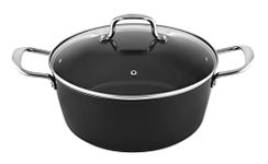 Venga! 28 cm Cooking Pot with Lid, 6.2 L Capacity, Non-Stick Coated, Dishwasher Safe, Oven Safe, Turbo-Induction Bottom, Black/Silver, VG POT 3020