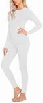 Ekouaer Thermal Underwear for Women Long Johns Sets Base Layer Lightweight 2 Pieces Pajams Set White M