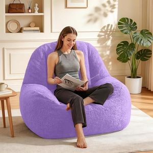Homguava Bean Bag Chairs for Adults,Giant Beanbag Couch Adult Bean Bag Chair with Filler Included,Modern Lazy Sofa Comfy Chair for Living Room(Purple)