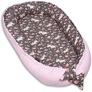 PaLulli Nido de peluche de 2 caras, nido de bebé, nido de bebé, nido de viaje, cambiador de cama, capullo para cuna de bebé, 100% algodón Oeko Tex (Pony Rosa)