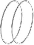 Sterling Silver 925 Large Hoop Earrings Circle Endless Basketball Huggie Round Earring (60mm)