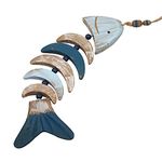 vismiles Wooden Fish Decor Wall Hanging Ornament, Mediterranean Style Wooden Fish Decorations for Home Office Beach Themed Decoration (blue)