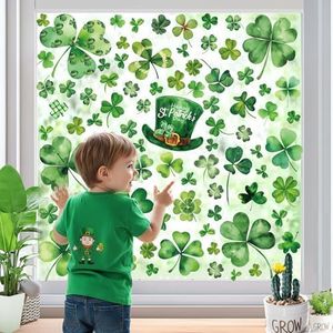 St Patricks Day Window Clings – 122 PCS Reusable Shamrock Window Stickers, Double-Sided Static Clings for Glass Windows, St Patricks Day Decorations for Home Classroom Office, Holiday Décor