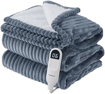 Bedsure Electric Blanket Full Size - Soft Ribbed Flannel GentleSoft Heated Blanket with 6 Heat Settings, Heating with 10 Time Settings, 8 hrs Timer Auto Shut Off, Gift for Grandma (72x84 inches, Grey)