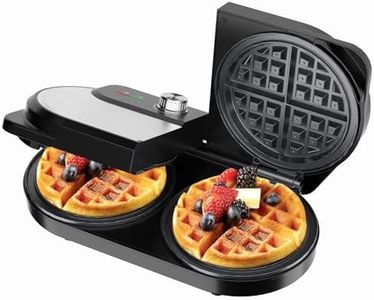 YASHE Double Waffle Maker 6 Inch, 1400W Belgian Waffle Maker for Breakfast and Snacks, Stainless Steel Waffle Iron with Nonstick Plates, Temperature Knob, Cool-Touch Handles