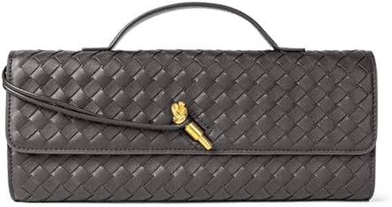 Joryin Woven Purse for Women Evening Clutch Woven Leather Handbags Crossbody Bag Purse Formal Evening bag, Charcoal