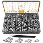 LJINGE 710Pcs Nuts and Bolts Assortment Kit, 4-40#6-32#8-32#10-24 Phillips Pan Head Assortment Stainless Steel Bolts Nuts Flat Washers Nuts Bolts with Case (Black)