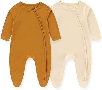 JELYLOVE Unisex Baby Boy Girl Footies Romper Rayon derived from Bamboo 2 Pack Infant Jumpsuit Comfort New born Outfit
