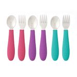 Elk and Friends Kids Silverware with Silicone Handle | Childrens Safe Flatware | Toddler Utensils | Baby Spoons + Forks | Stainless Steel Cutlery