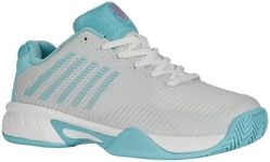 K-Swiss Kid's Hypercourt Express 2 Tennis Shoe, Brilliant White/Angel Blue/Sheer Lilac, 1.5 M Big Kid