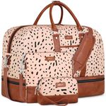 Weekender Bag Large Overnight Bag for Women Canvas Travel Duffel Bag Carry On Tote with Shoe Compartment 21" for Women & Men 3Pcs Set