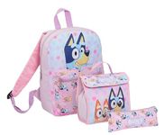 Girls Bluey Backpack Set 3 Piece Bag Set Bundle with Backpack Lunch Bag and Pencil Case Back to School Gift