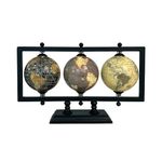 Rely+ Set of 3 4'' Earth Globe for Desk Elegant Office Decor World Globe Sturdy Metal Stand (NOT PLASTIC!) - Rotating Desktop Globe For Geographic Home Table Gift for Adult Decorative Book Shelf
