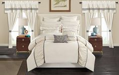 Chic Home Mayan 24 Piece Bed in a Bag Comforter Set, Queen, Off- White