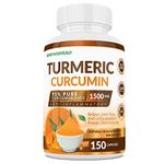 Turmeric Curcumin 95% Pure Curcuminoids (150 count) - 1500 mg. Relieve Joint Pain, Anti-Inflammatory & Provides Antioxidants