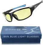 Sleep ZM Black Sports Blue Light Glasses - Photochromic Lens Blocks 85% of Blue Light to Sleep Better & Reduce Eye Strain for Women & Men