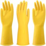 Rubber Gloves, 3 Pairs Cleaning Reusable Dishwashing Gloves, Waterproof Household Dishwashing Gloves for Kitchen, XL