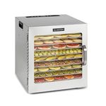Klarstein Captain Jerky 110 Food Dehydrator - 1000 W, Temperature: 30-90 ° C, 24-Hour Timer, BPA-Free, Touch Control Panel, 10 Slots, Glass Door, Stainless Steel Dehydrator, Collecting Tray, Silver