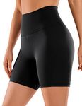 CRZ YOGA Women's Naked Feeling Biker Shorts 6'' - High Waist Yoga Workout Gym Spandex Shorts Black Large