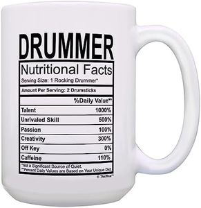 Drummer Gifts Drummer Nutritional Facts Fun Drummer Gifts for Kids 15-oz Coffee Mug Tea Cup