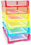 Bright Creations Set of 6 Rainbow Turn in Trays for Teachers, Plastic Classroom Paper Organizers, Colorful Storage Baskets for Office (10 x 3 x 13 in)