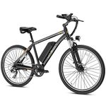 Jasion Electric Bike for Adults, 32KM/H Electric Mountain Bike, 26'' Electric Commuter Bicycle with Removable Battery, Front Suspension, 7 Speed Gear
