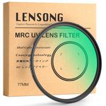 LENSONG 46-82mm UV Filter – 32 Layers Nanotech Coating Compatible with Sony,Nikon,Canon,Sigma Mirrorless & DSLR Lenses–Premium Lens Protector,Reduces Haze,Anti-Reflective (Black, 77, Millimeters)